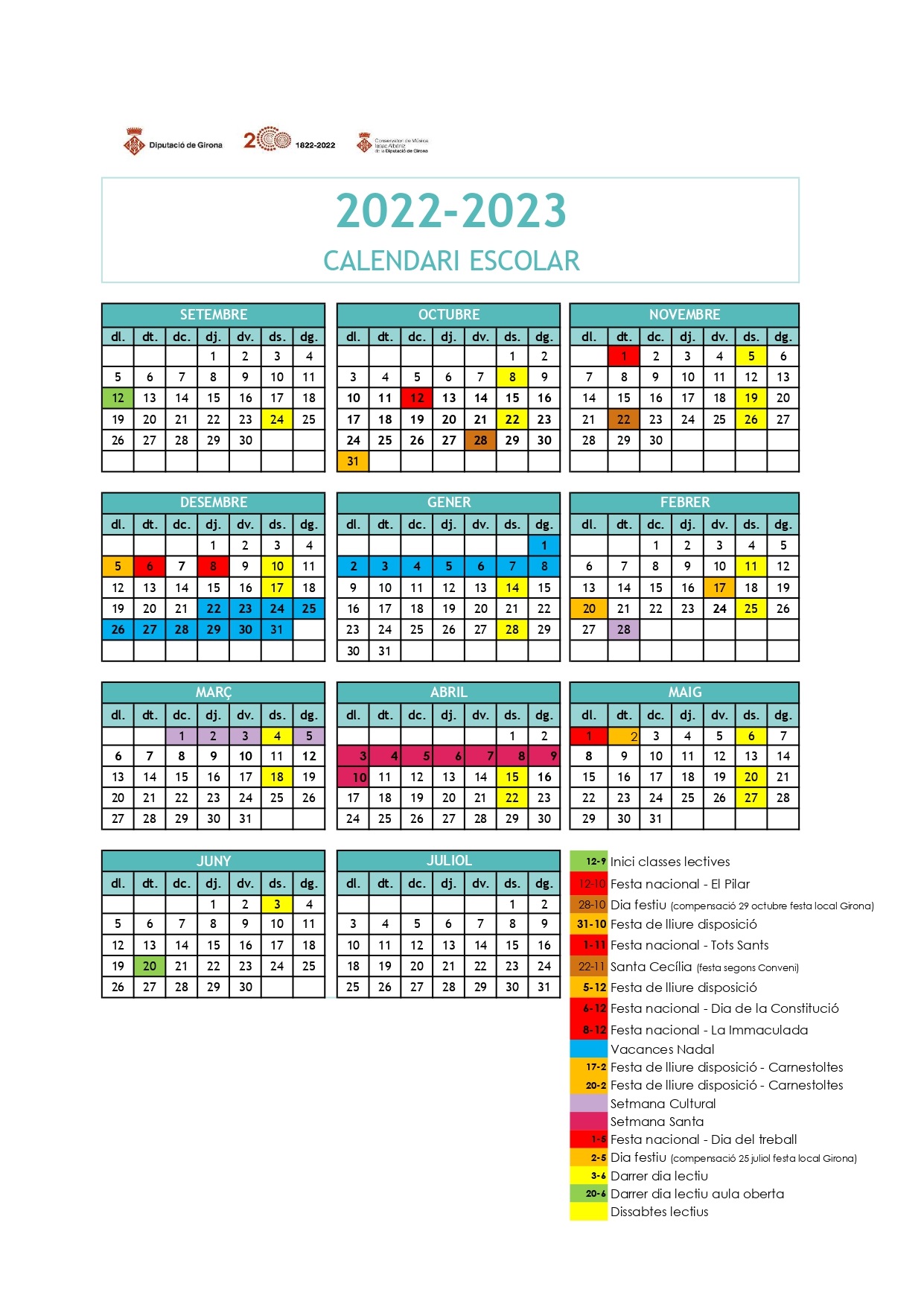 Calendari curs 2022/23
