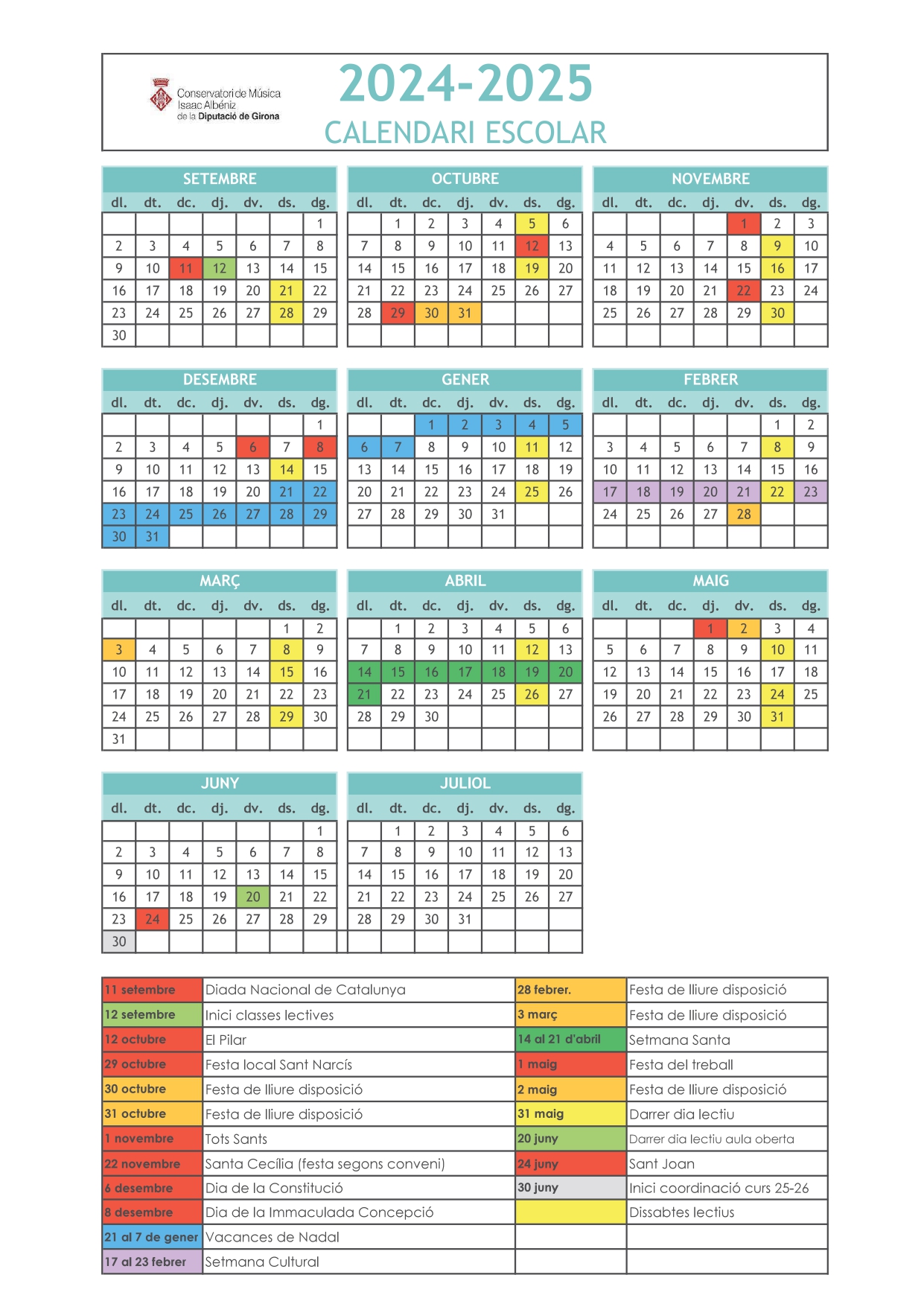 Calendari escolar 2024-2025
